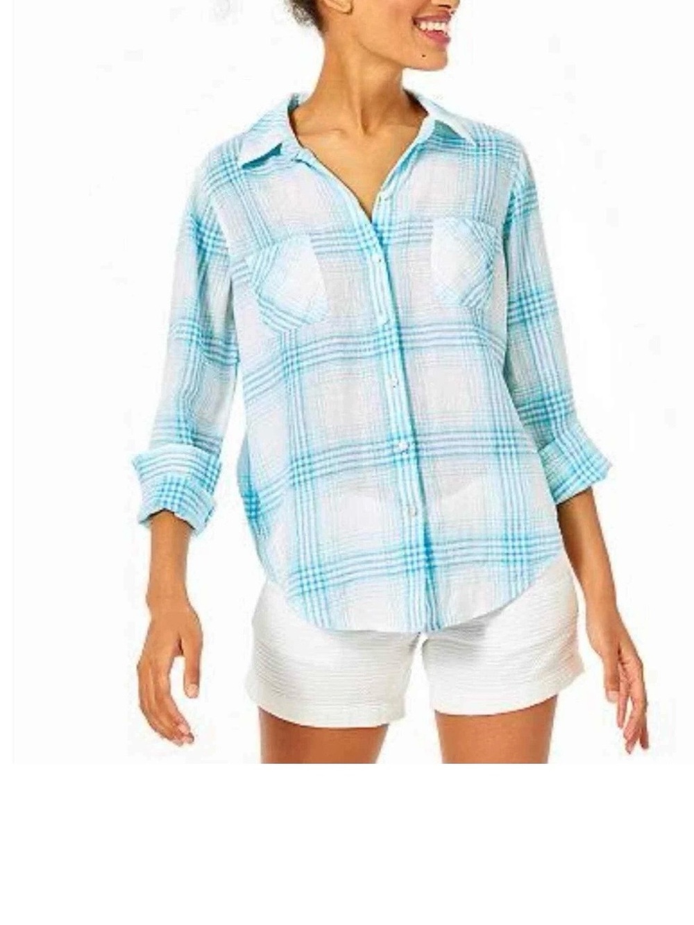 Lilly Pulitzer Sea View Linen Button-Up Shirt